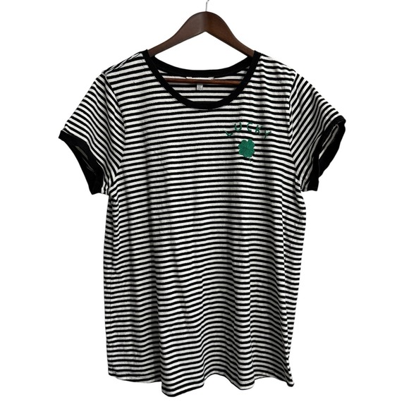 Lucky Brand Tops - Lucky Brand top women's 1X striped preppy embroidered‎ clover boho St Patricks